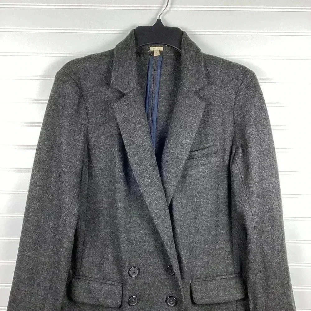 J. Crew NWOT 6 Dark Charcoal Gray 100% Wool Women's Button Front Blazer Size